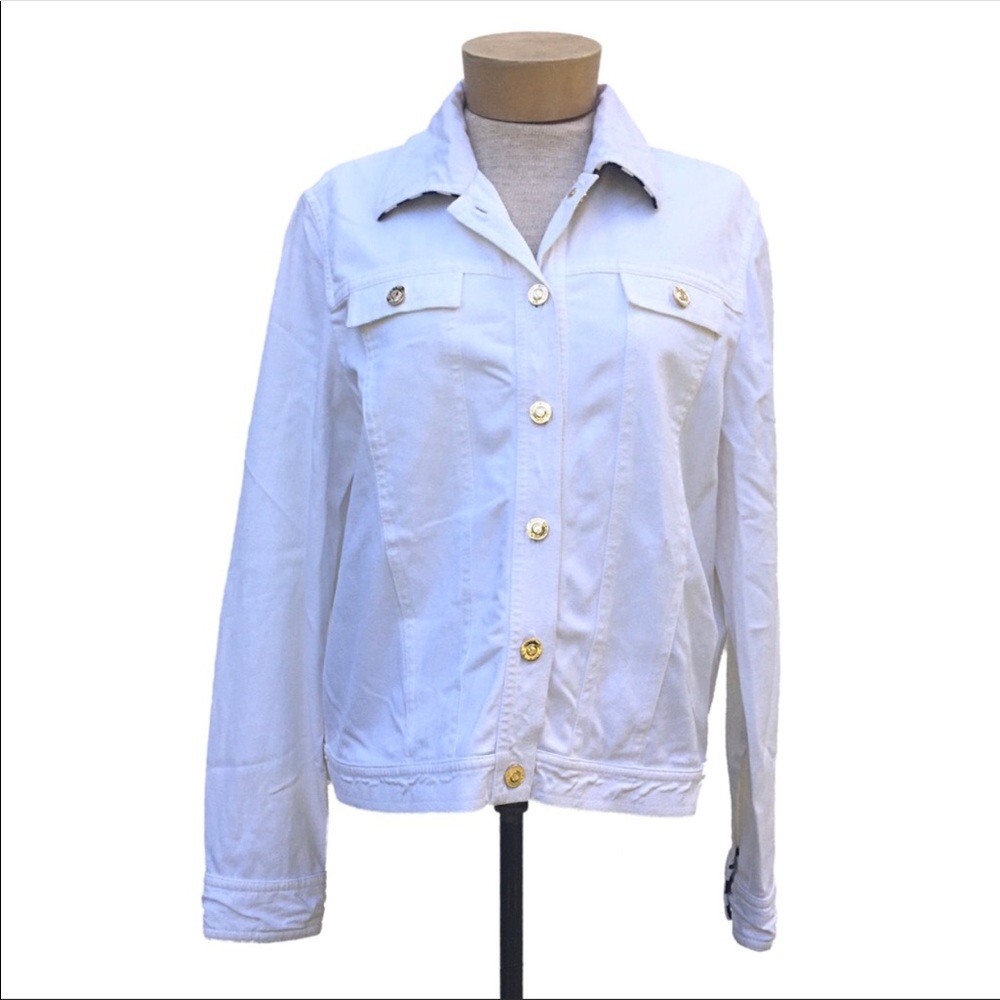 St. John Sport Button Down White Jean Jacket Small